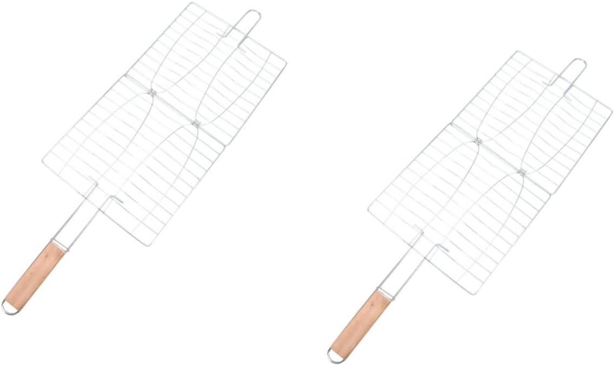Barbecue Grillmand - Visgrillmand Klem - Vis Grillen - Verstelbaar Ontwerp - 43x23x3 cm - Zilver