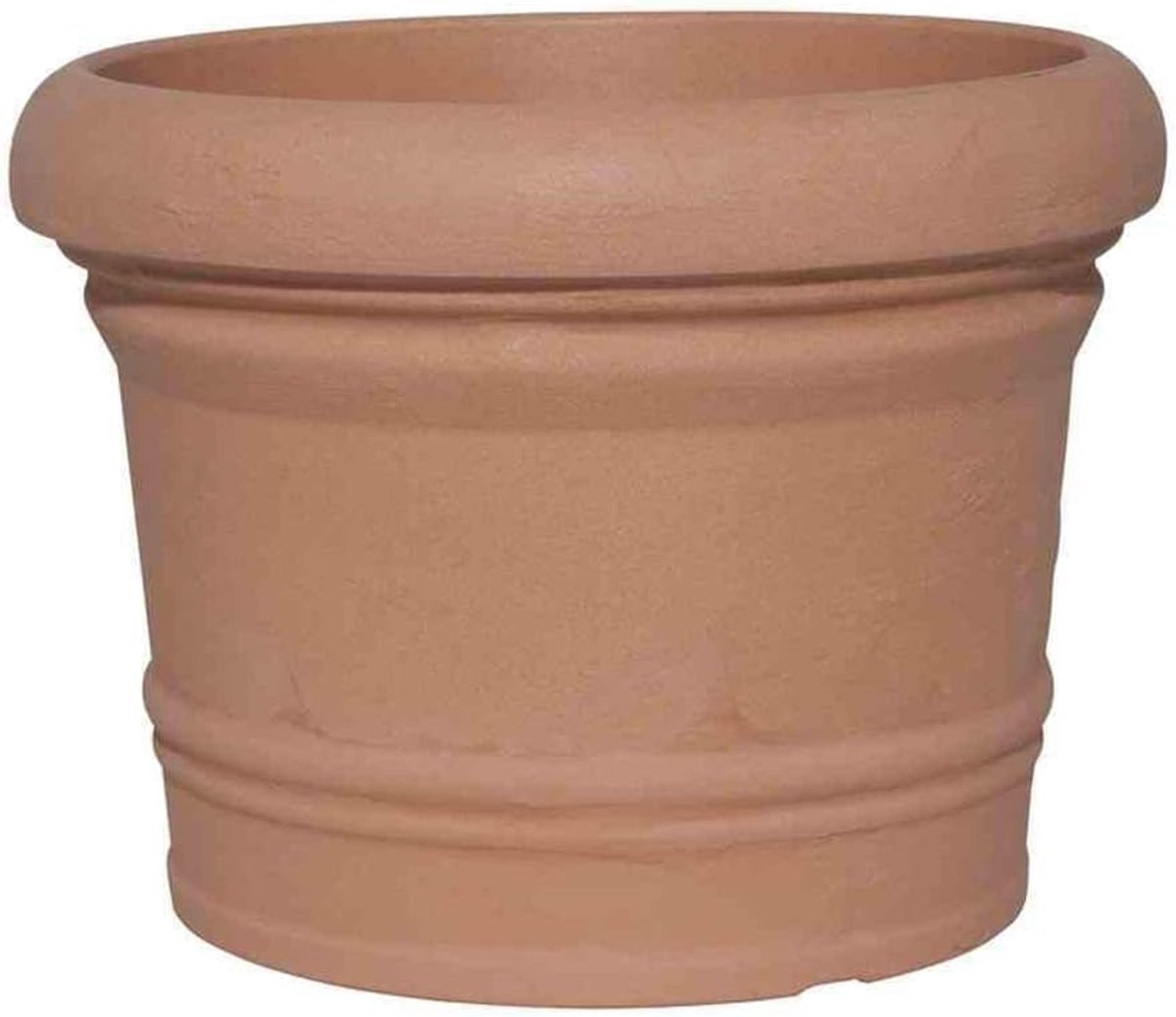 Famanu – Norah plantenbak van kunststof in terracotta kleur, rond, Ø 45x34 cm