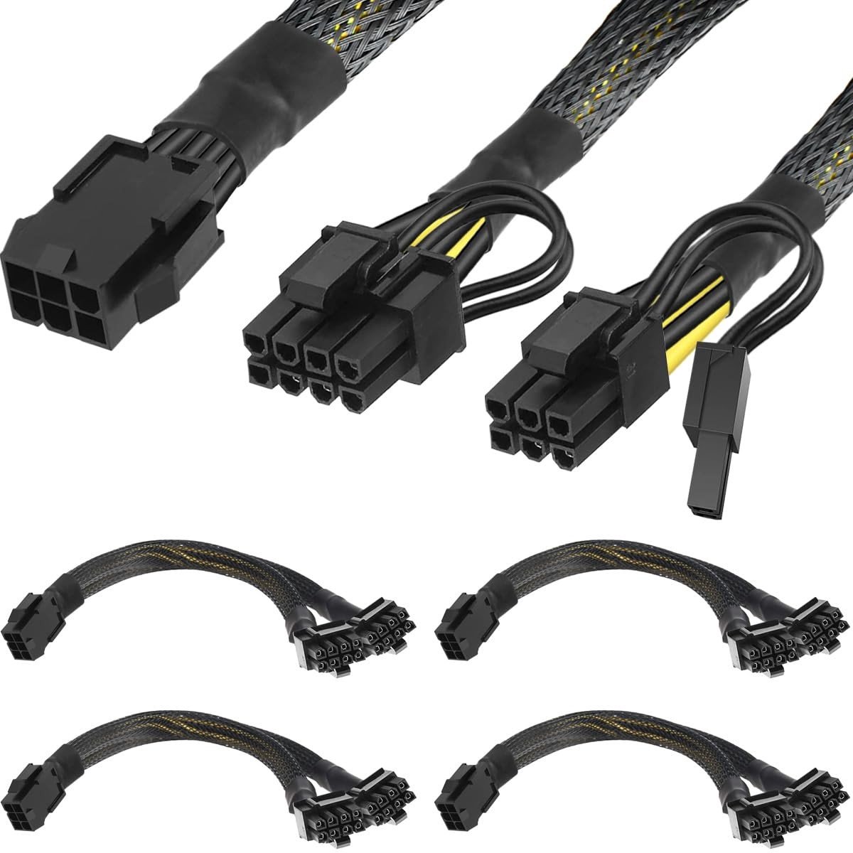aladdien - VGA splitter kabel - 6 Pin naar 3X 8 Pin - 30cm lengte - 4 Pack - Ideaal voor GPU aansluiting - Betrouwbare verbinding - Geschikt voor ga...