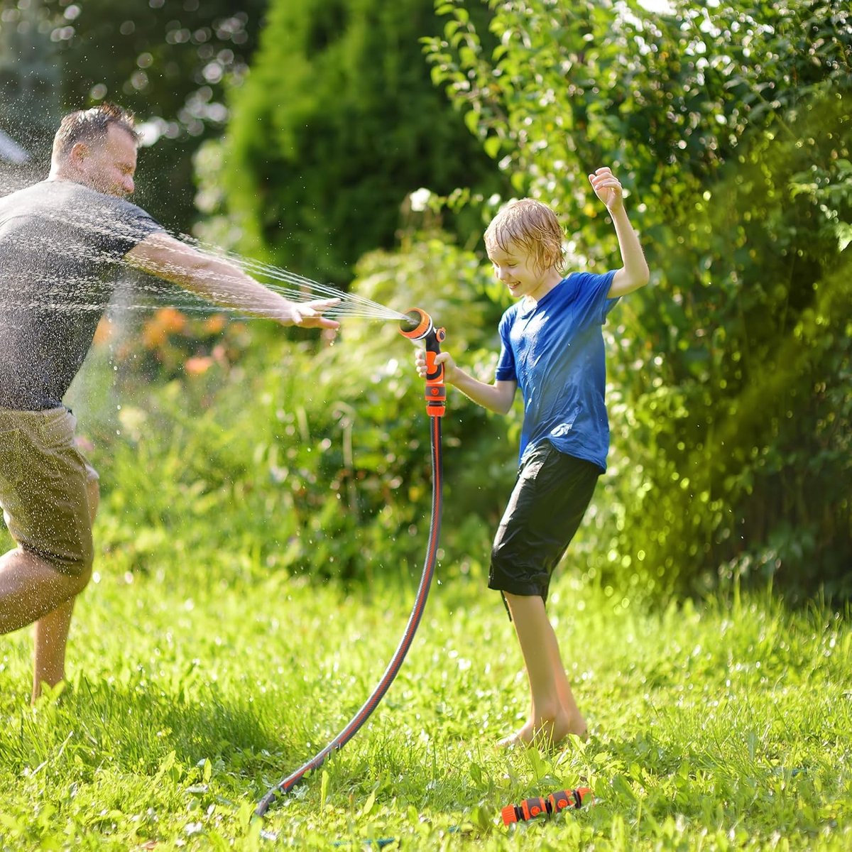 Tuinslang Aansluitset - Korte Slang Koppeling - Water Geven - Universele Kraanadapter - 2 Meter - Grijs Oranje – foto 3