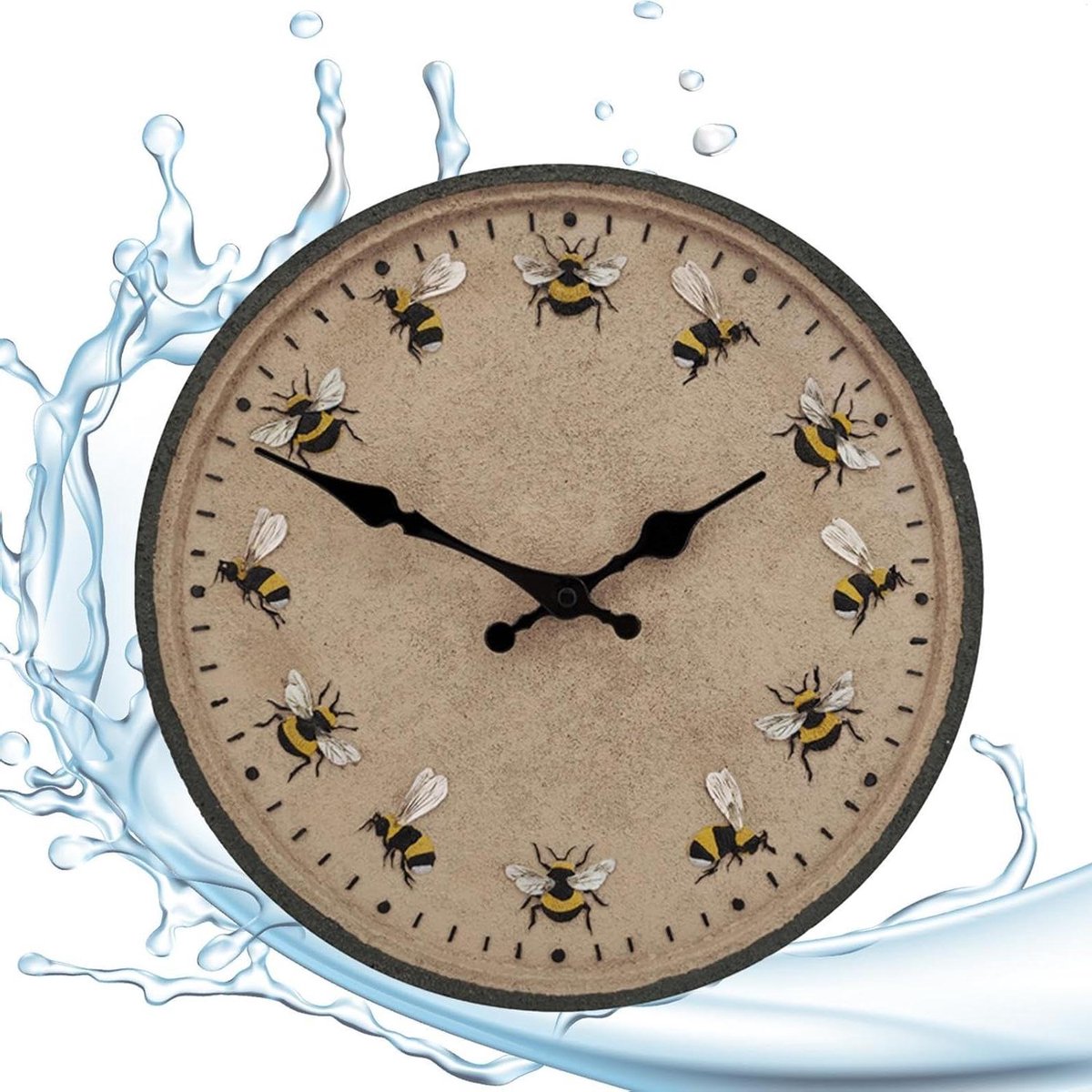 Wandklok - Buitenklok Tuin - Terras Decoratie - Waterdicht Bijenontwerp - 30 x 30 x 5 cm - Meerkleurig