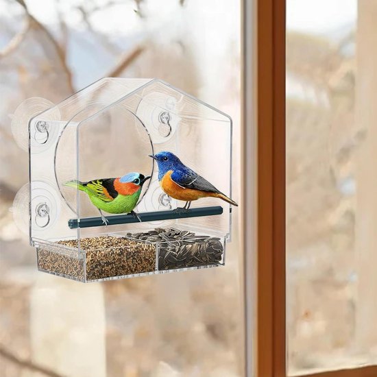 Raamvoederhuis voor vogels - vogelhuis - voederdispenser voor wilde vogels - acryl met zuignappen - vogelvoeding van Merkloos	 — afbeelding 4