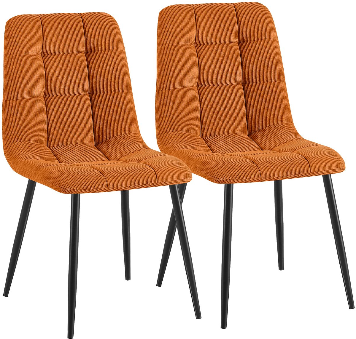 CLP Antibes eetkamerstoelen set van 2 - ribstof - 150 kg - metaal - Ribstof/oranje