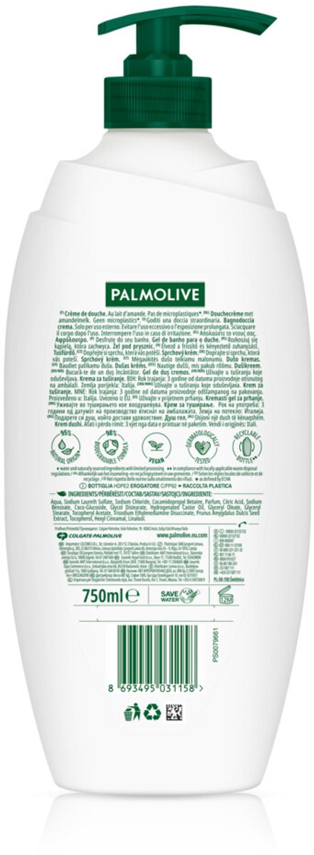 Palmolive - Douchecrème Amandel - 12 x 750 ml - Voordeelverpakking