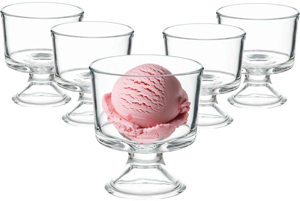 Vivalto IJcoupes/IJsjes/Dessert serveer schaaltjes - set 18x stuks - glas - 290 ml - op voet - D9 cm/H10 cm