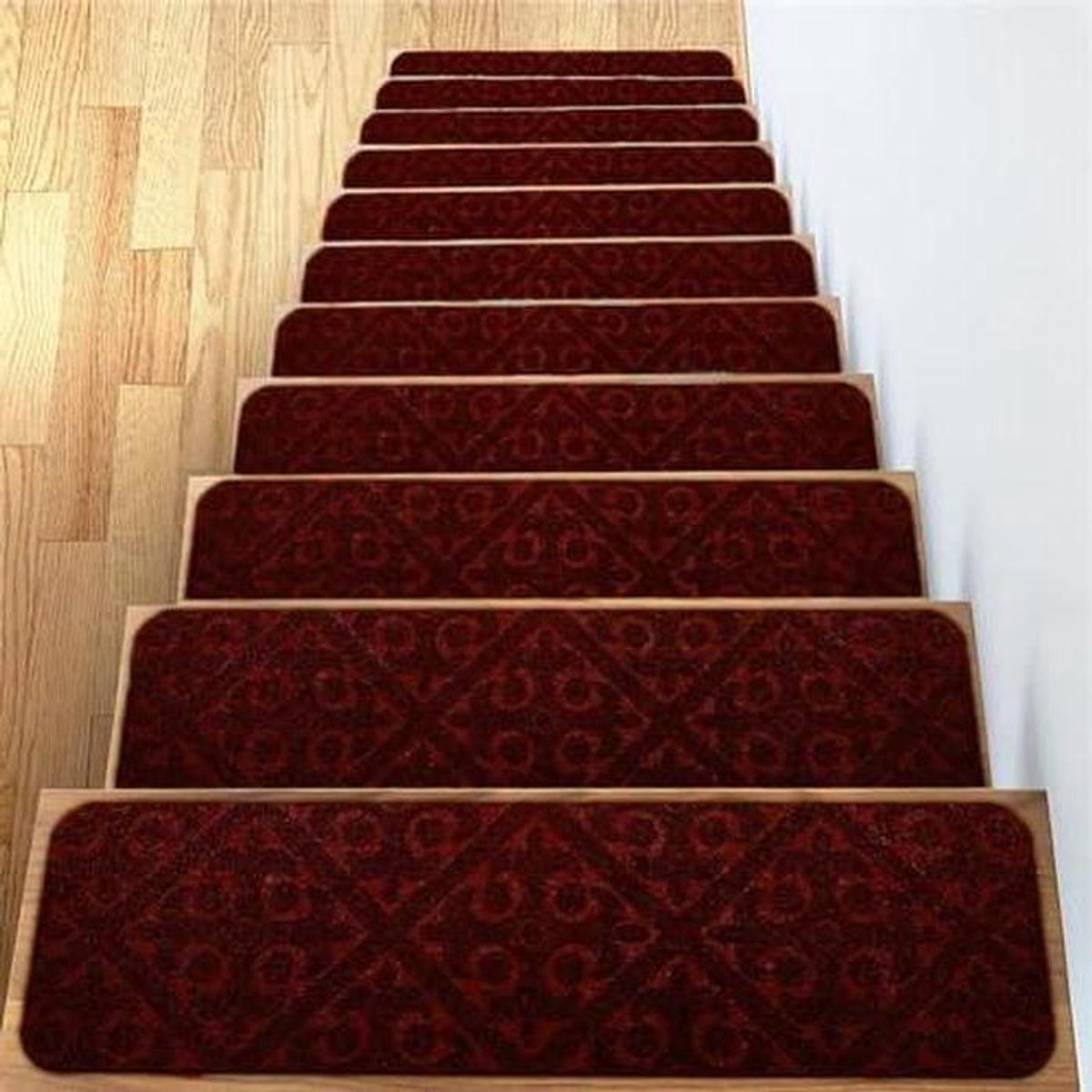 Traptreden Set - Trapmatten Antislip - Veiligheid Verhogend - Zonder Lijm Te Plaatsen - 20 x 76 cm - Rood