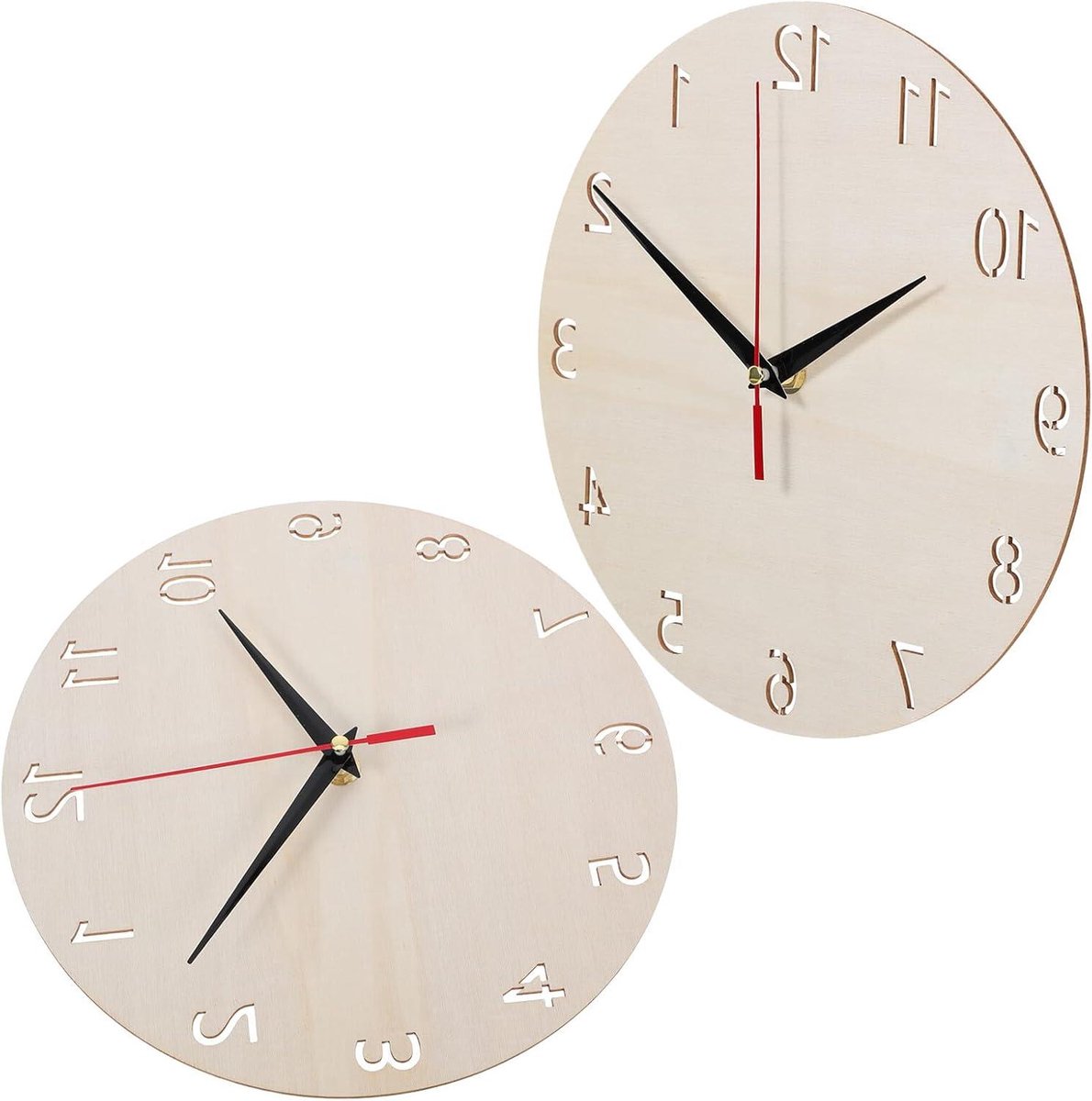 Houten Wandklok Uurwerk - Klokonderdeel Doe-het-zelf - Klok Maken - Geruisloos Mechanisme - 23 cm - Beige