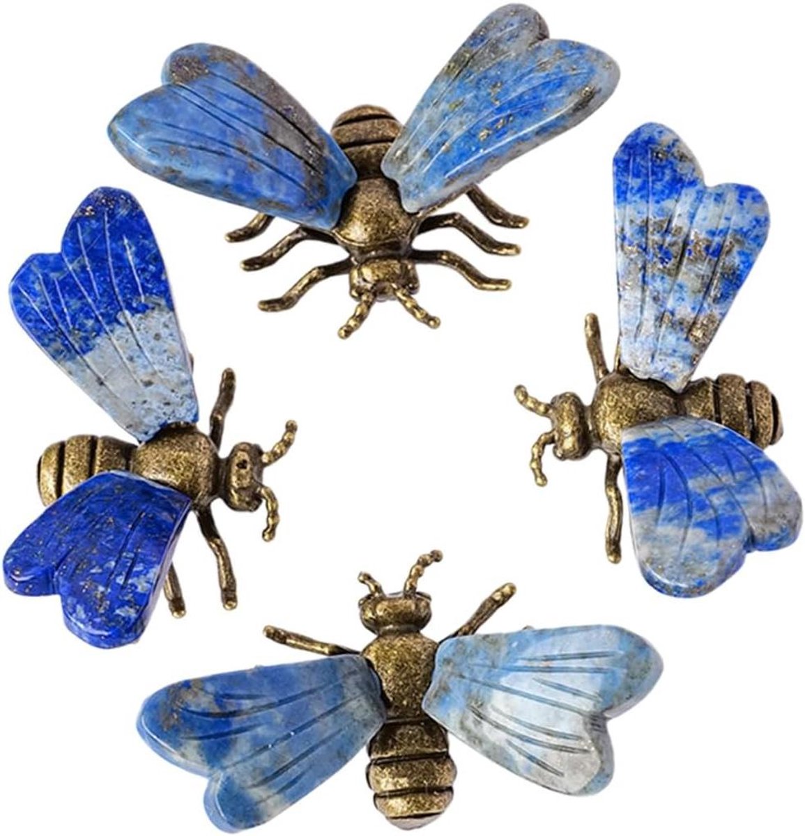 Bijen Beeldjes - Decoratie Beeldjes - Huis Decoreren - Platte Bodem - Compact Formaat - Natuursteen