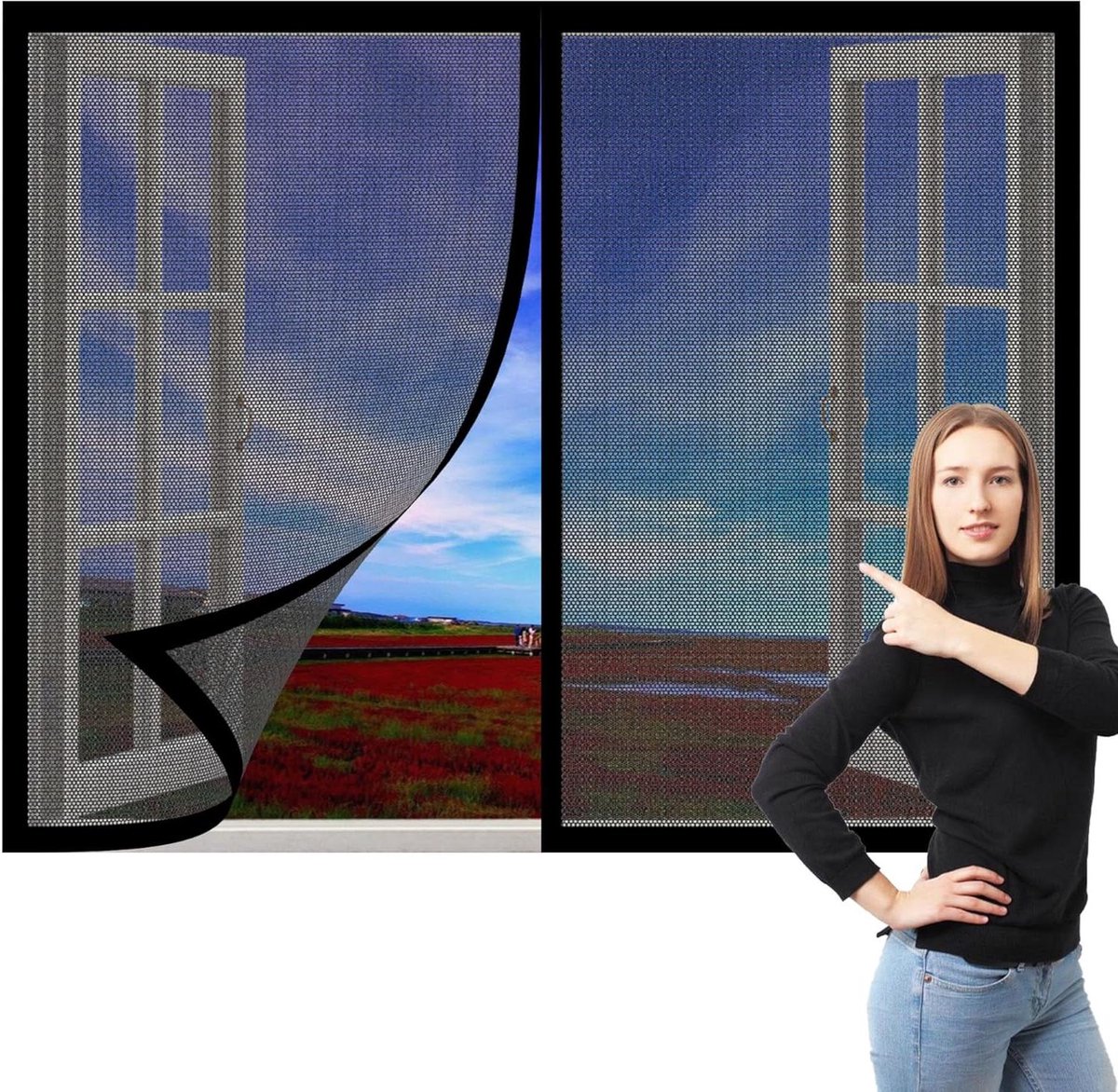 Vliegenhor Voor Raam - Insectenhor Magnetisch - Frisse Lucht Binnen - Zelfsluitend Met Mag