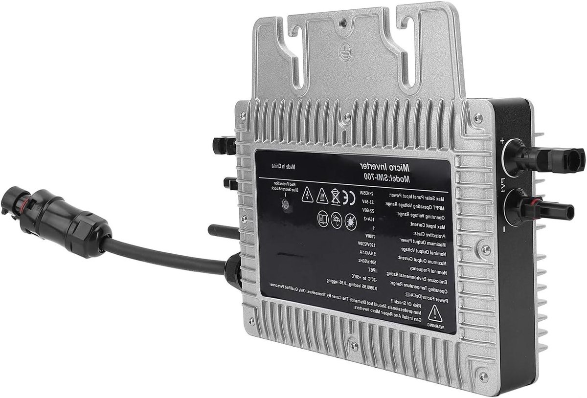 WiFi Omvormer - Zonne-omvormer Batterijlader - Energie Oogsten - Real Time Tracking - 35 x 25 x 11 cm - Zwart