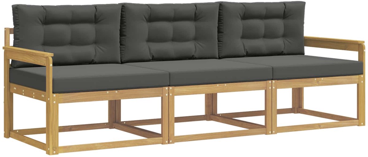vidaXL Buiten - bank - set - 3 - st - Wit - en - antracietkleurig - Polyester Wit en antracietkleurig