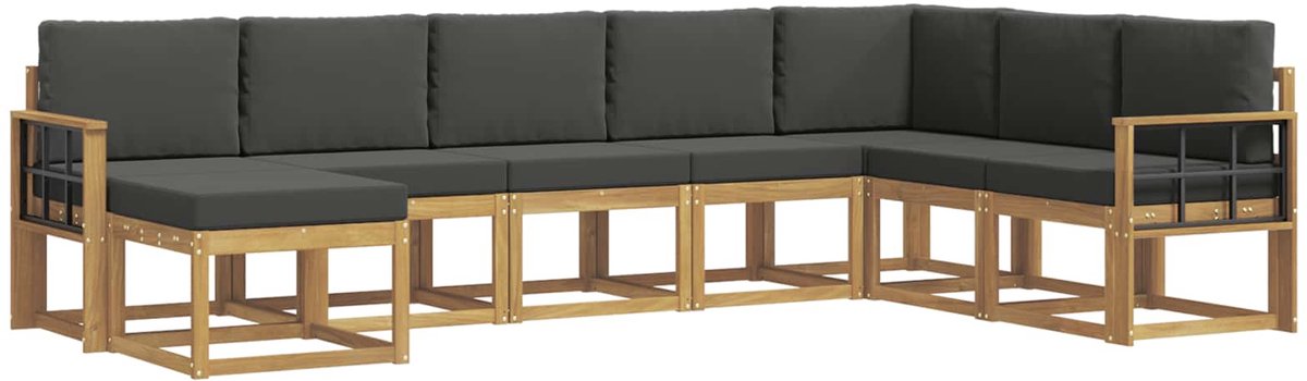 vidaXL Buiten - bank - set - 8 - st - 8-zits - Wit - en - antracietkleurig Wit en antracietkleurig