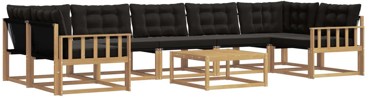 vidaXL Buiten - bank - set - 8 - st - 7-zits - Wit - en - zwart Wit en zwart