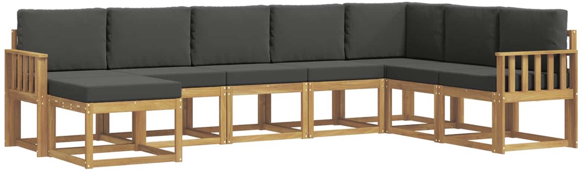 vidaXL Buiten - bank - set - 8 - st - 8-zits - Wit - en - antracietkleurig Wit en antracietkleurig