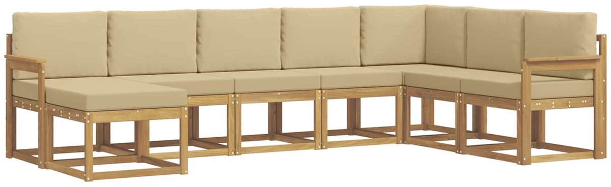 vidaXL Buiten - bank - set - 8 - st - 8-zits - Wit - en - Beige Wit en Beige