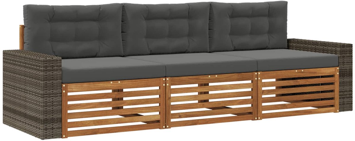 vidaXL Buiten - bank - set - 3 - st - Natuurlijk - en - Antraciet - Polyester Natuurlijk en antraciet