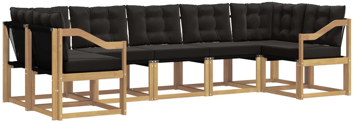 vidaXL Buiten - bank - set - 7 - st - 7-zits - Wit - en - zwart Wit en zwart