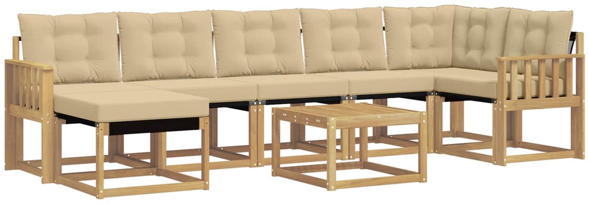 vidaXL Buiten - bank - set - 8 - st - 7-zits - Wit - en - Beige Wit en Beige