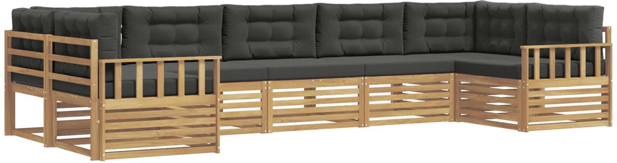 vidaXL Buiten - bank - set - 7 - st - 7-zits - Wit - en - antracietkleurig Wit en antracietkleurig