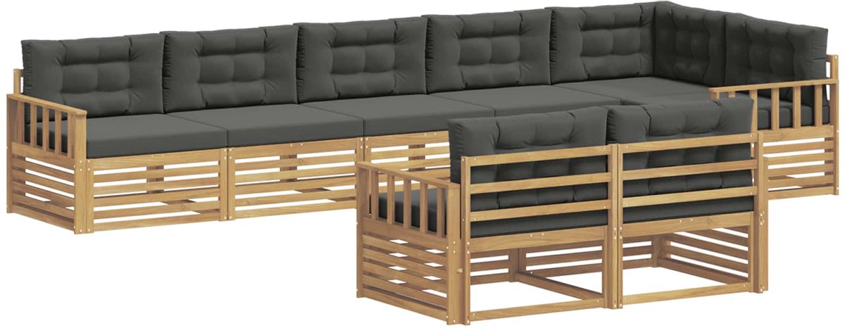 vidaXL Buiten - bank - set - 8 - st - 8-zits - Wit - en - antracietkleurig - Polyester Wit en antracietkleurig