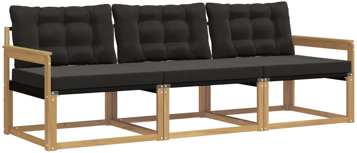 vidaXL Buiten - bank - set - 3 - st - Wit - en - zwart Wit en zwart