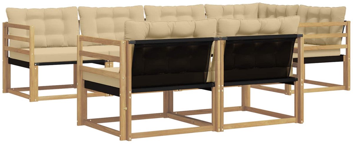 vidaXL Buiten - bank - set - 7 - st - 7-zits - Wit - en - Beige Wit en Beige