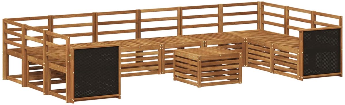 vidaXL Buiten - bank - set - 11 - st - 10-zits - Naturel - Massief - Acacia - Hout