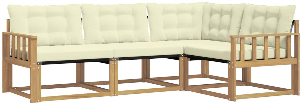 vidaXL Buiten - bank - set - 4 - st - Wit - en - crèmekleurig Wit en crèmekleurig