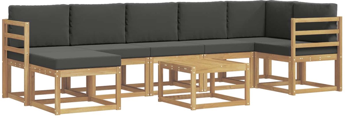 vidaXL Buiten - bank - set - 8 - st - 7-zits - Wit - en - antracietkleurig - Polyester Wit en antracietkleurig
