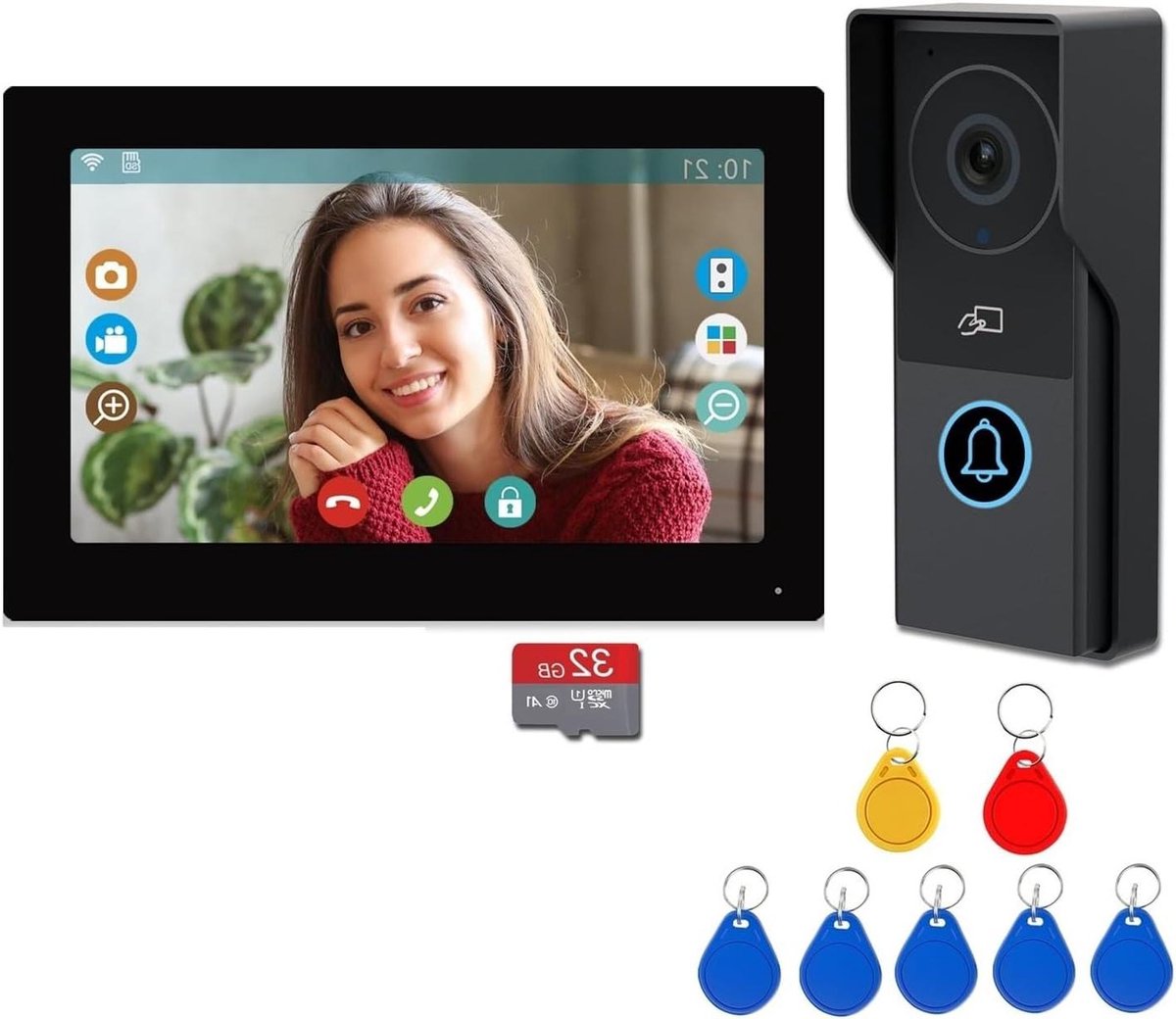 Videodeurbel Wifi - Slimme Deurbel - Bezoekers Ontvangen - 7 Inch Touchscreen - 1080P HD - Zwart