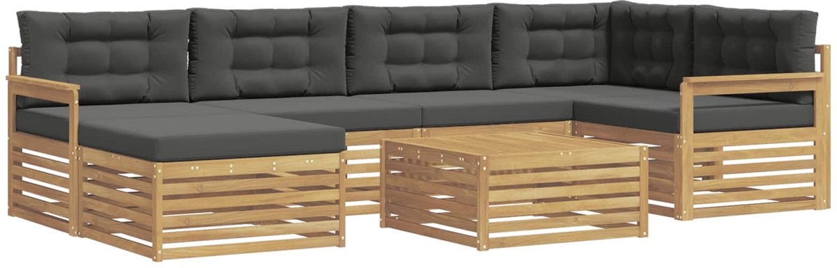 vidaXL Buiten - bank - set - 7 - st - 6-zits - Wit - en - antracietkleurig Wit en antracietkleurig