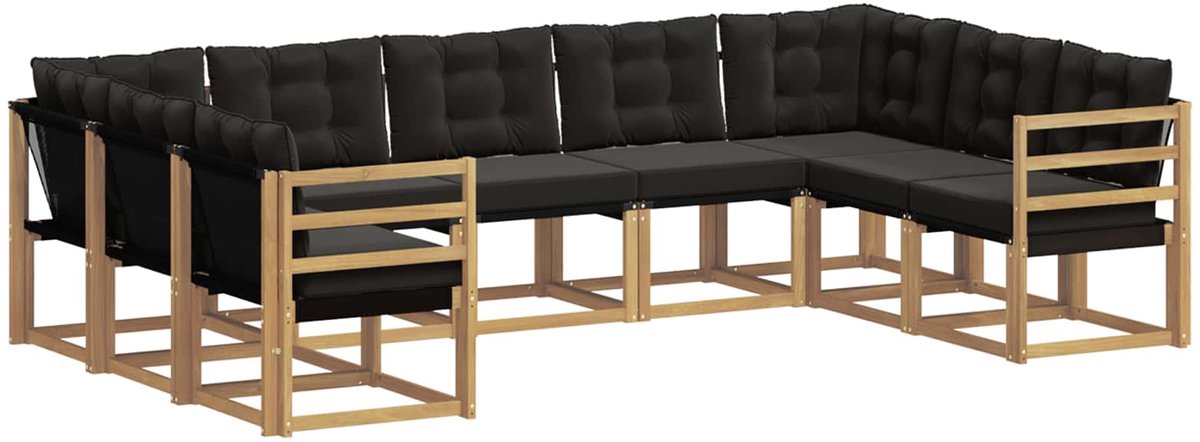 vidaXL Buiten - bank - set - 9 - st - 9-zits - Wit - en - zwart Wit en zwart