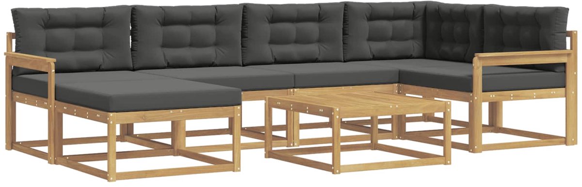 vidaXL Buiten - bank - set - 7 - st - 6-zits - Wit - en - antracietkleurig Wit en antracietkleurig