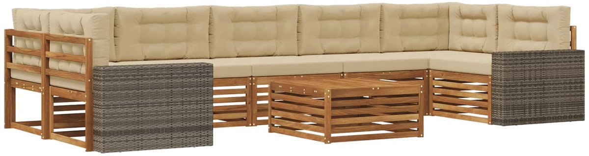 vidaXL Buiten - bank - set - 8 - st - 7-zits - Natuurlijk - en - Beige Natuurlijk en Beige