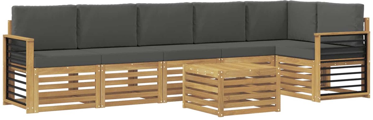 vidaXL Buiten - bank - set - 7 - st - 6-zits - Wit - en - antracietkleurig - Polyester Wit en antracietkleurig