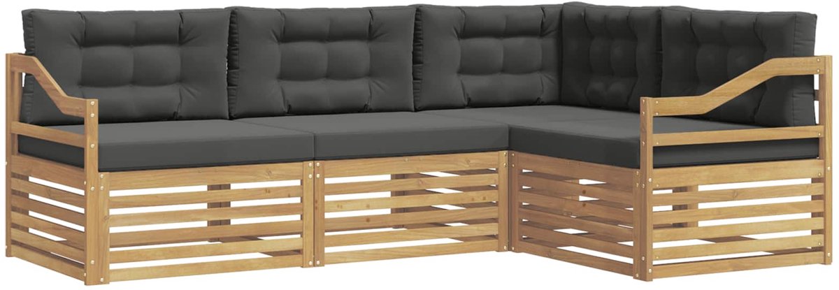vidaXL Buiten - bank - set - 4 - st - 4-zits - Wit - en - antracietkleurig - Polyester Wit en antracietkleurig