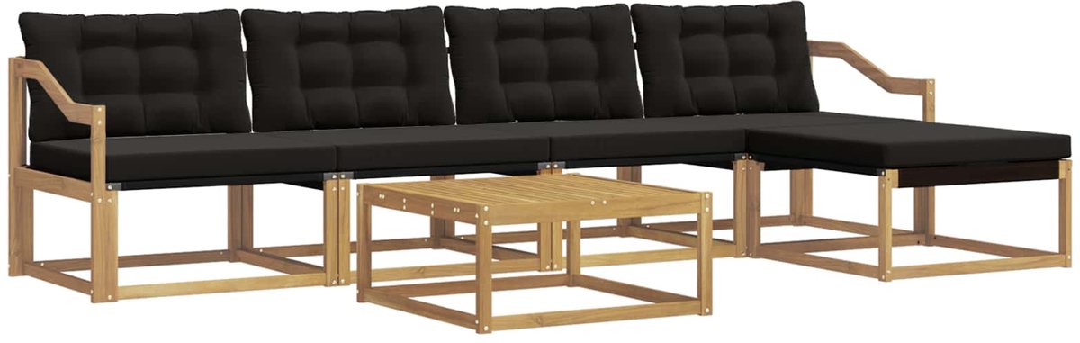 vidaXL Buiten - bank - set - 6 - st - 4-zits - Wit - en - zwart Wit en zwart