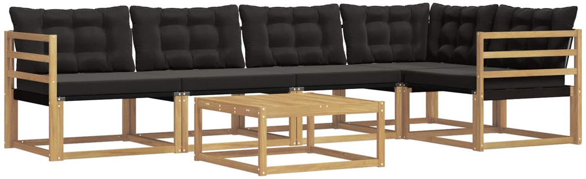 vidaXL Buiten - bank - set - 6 - st - Wit - en - zwart Wit en zwart