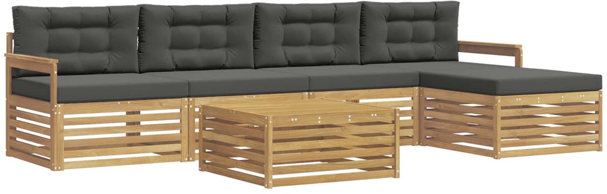 vidaXL Buiten - bank - set - 6 - st - 5-zits - Wit - en - antracietkleurig - Polyester Wit en antracietkleurig