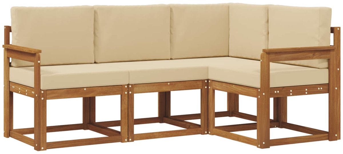 vidaXL Buiten - bank - set - 4 - st - 4-zits - Natuurlijk - en - Beige Natuurlijk en Beige