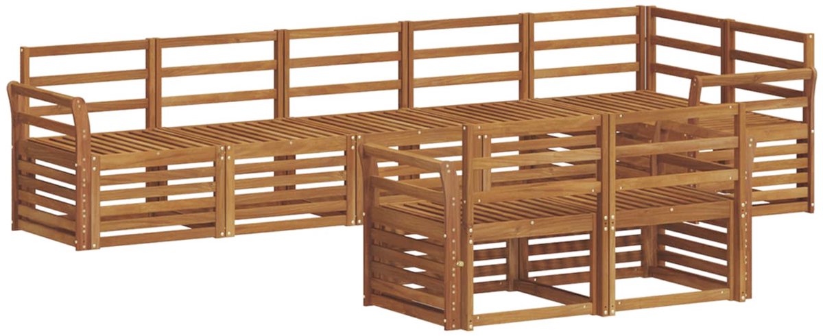 vidaXL Buiten - bank - set - 8 - st - 8-zits - Naturel - Massief - Acacia - Hout
