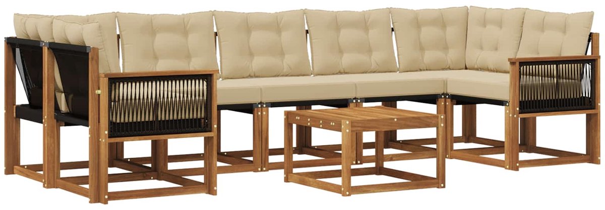 vidaXL Buiten - bank - set - 8 - st - 7-zits - Natuurlijk - en - Beige Natuurlijk en Beige
