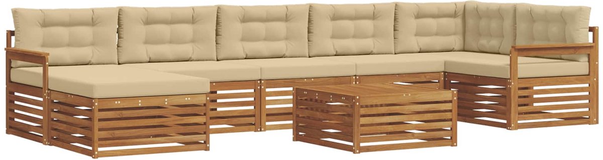 vidaXL Buiten - bank - set - 8 - st - 7-zits - Natuurlijk - en - Beige Natuurlijk en Beige