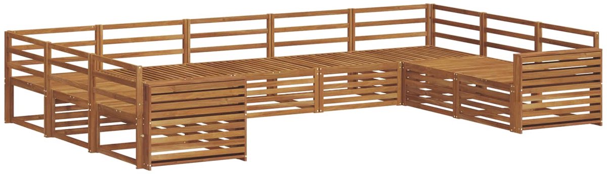 vidaXL Buiten - bank - set - 9 - st - 9-zits - Naturel - Massief - Acacia - Hout