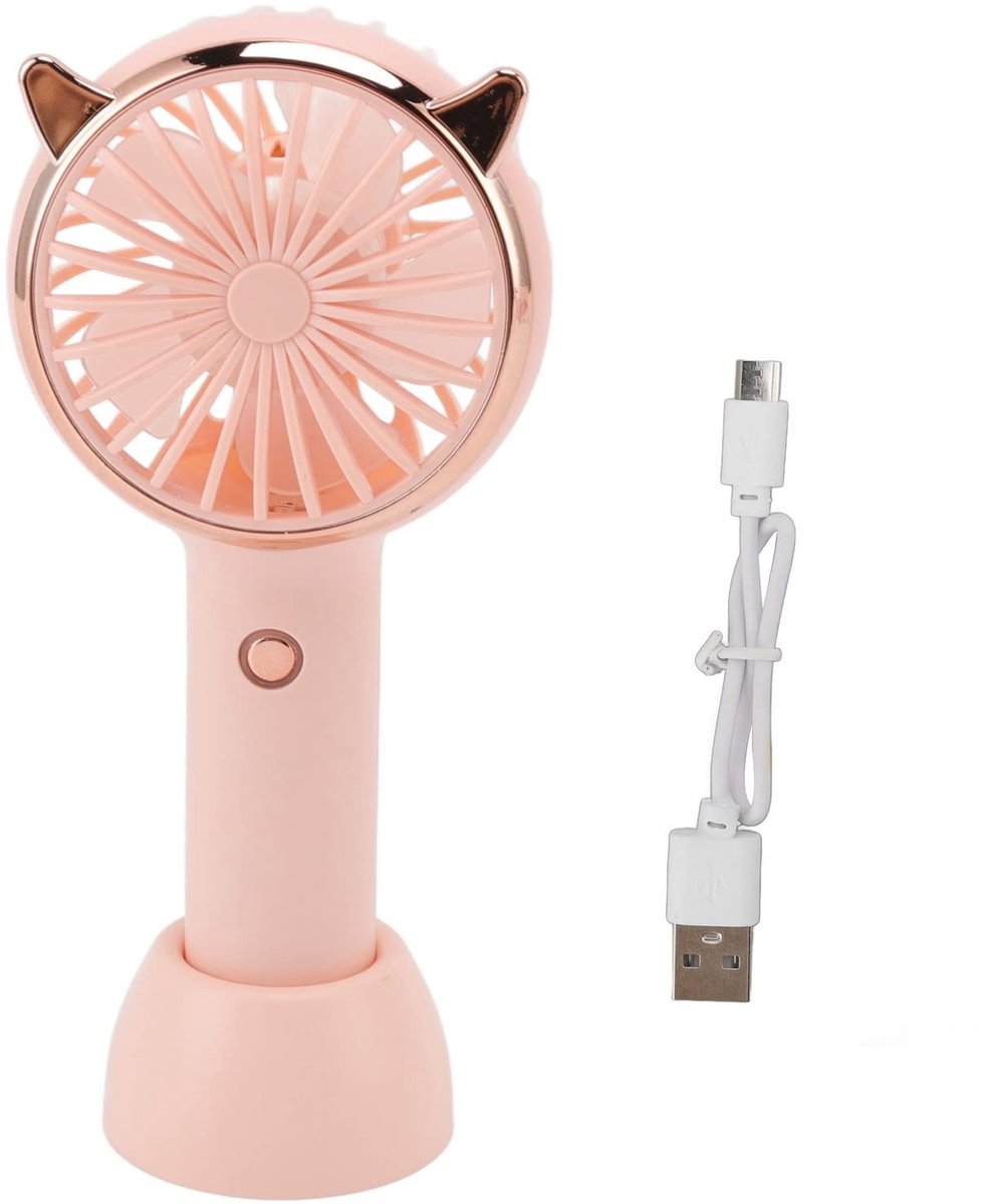 aladdien - Mini Draagbare Ventilator - USB Oplaadbaar - Schattig Ontwerp - Roze - Perfect voor Reizen - Compact en Lichtgewicht