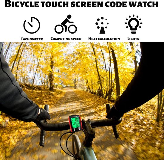 Fietscomputer - Fietskilometerteller - Snelheidsmeter - Kilometerteller Fiets - Bedrade Fietscomputer - Waterdicht - HD-snelheidsmeter - Achtergrondverlichting - 19 Functies - MTB-kilometerteller - voor MTB Racefiets - Zwart-rood van Fietscomputer. — afbeelding 3