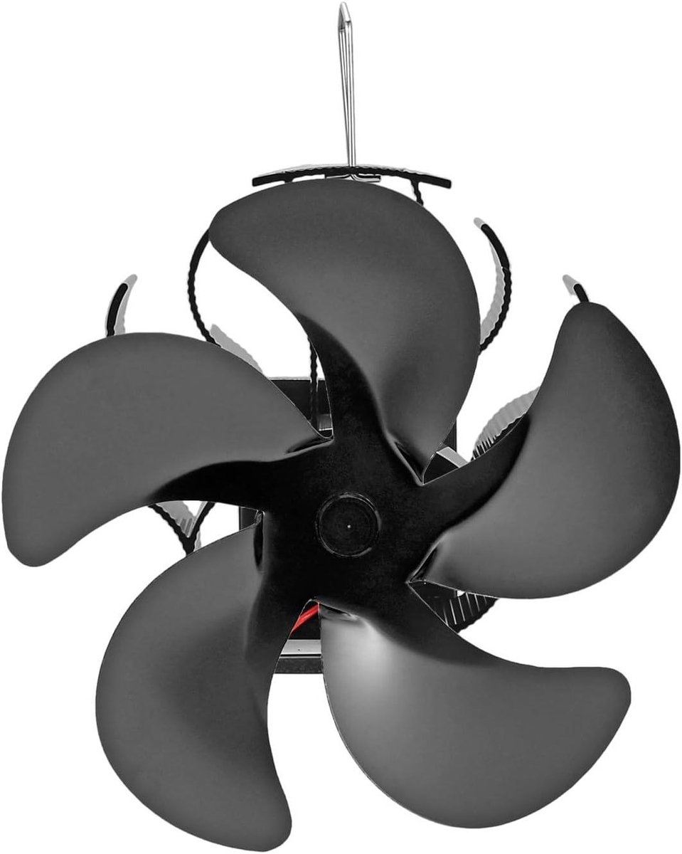 Houtkachel Ventilator - Warmte Ventilator Kachel - Warmte Verdeling - Zonder Elektriciteit - 195 cm - Zwart