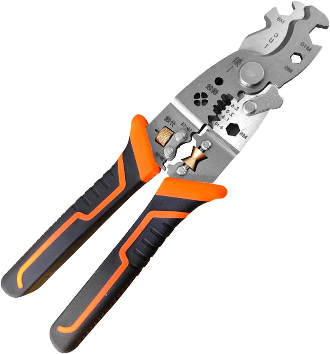 Multifunctionele Tang - Krimptang Strippentang - Kabelbeheer Vereenvoudigen - Geïntegreerde Inbussleutel - 20 cm - Grijs