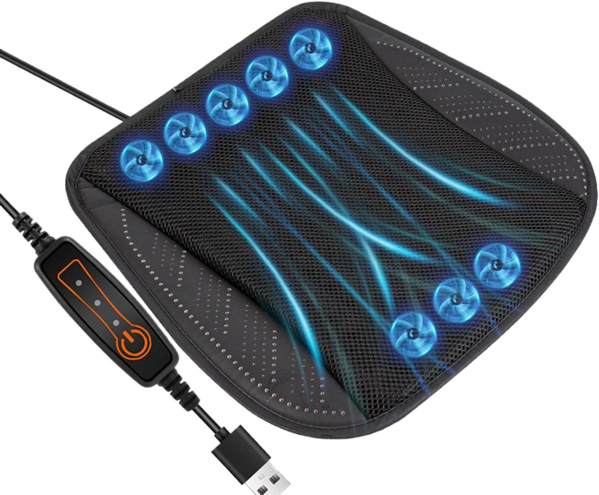 Geventileerd Stoelkussen - Koelzitting Auto - Comfortabel Rijden - 3 Snelheden Ventilatie - 43x43 cm - Zwart