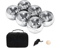 Bocce Bal Set - Jeu de Boules Ballen - Buiten Spelen - Met Draagtas - 7.25 cm Bal Diameter - Zilver